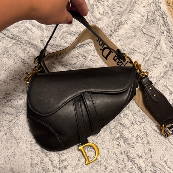 Dior Black Saddle Bag with Gold Details - Picture 2 of 9